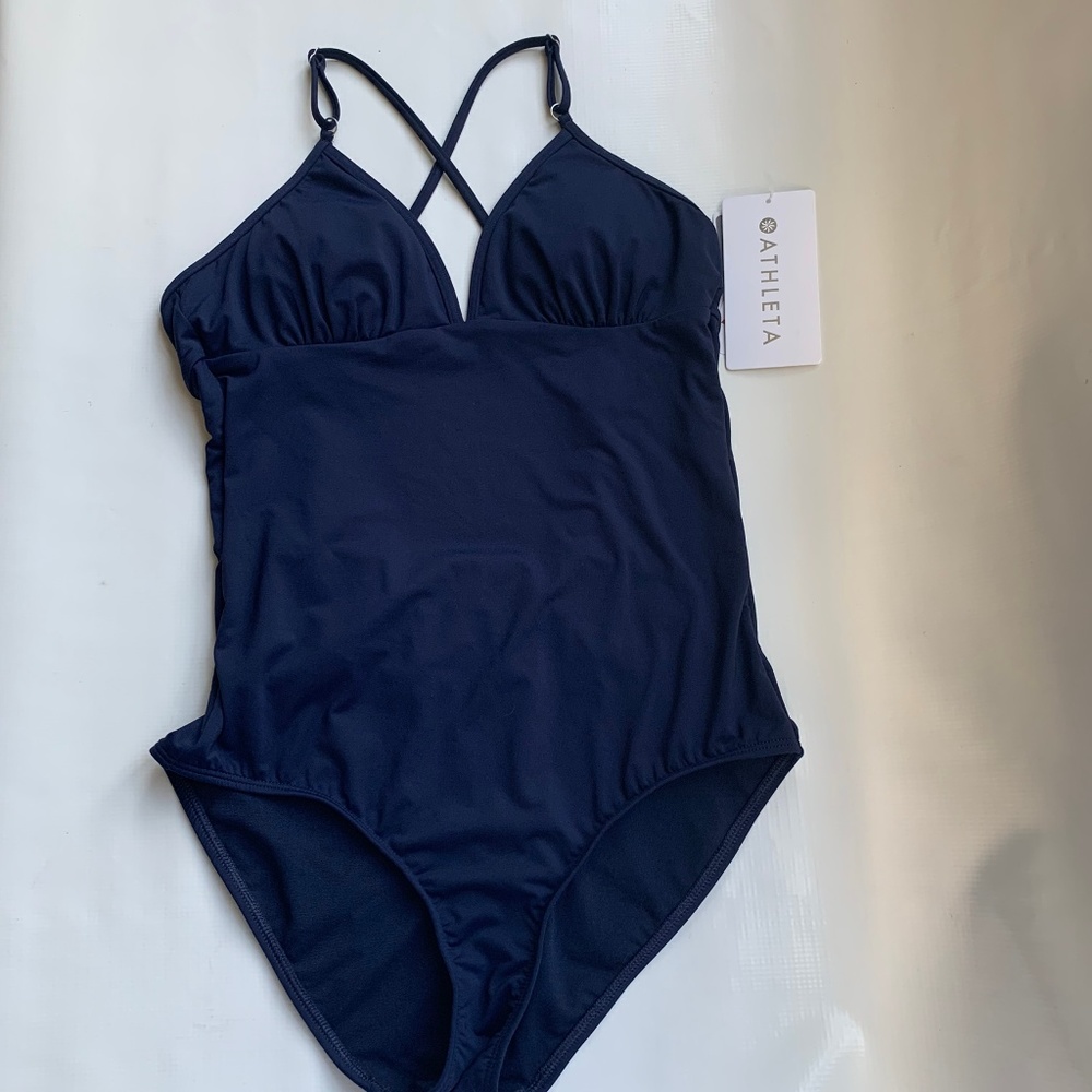 NWT! ATHLETA Loop Back Bathing Suit Navy S